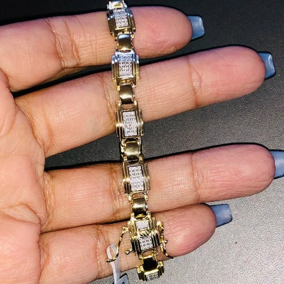 Wow! Beautiful men real diamond bracelet not c not fake huge sale best gift 1ctw